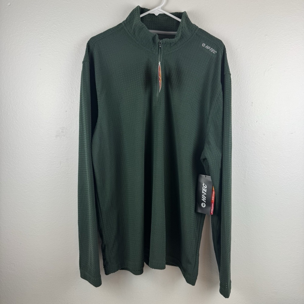 NWT - HI-TEC Jordan Mens Dimple Fleece 1/4 Zip Sweater Pullover Green - XXL 2XL‎